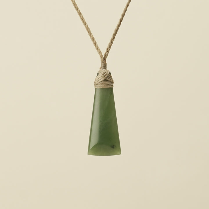 Toki Kahurangi Pounamu Extra Small Pendant Tan Binding