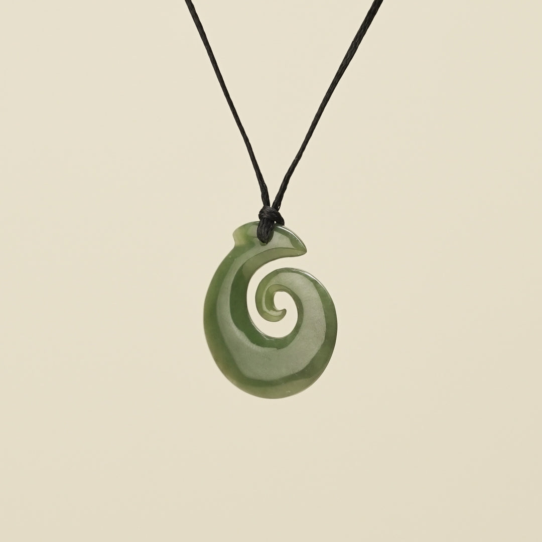 Koru with Hei Matau – Small Pendant
