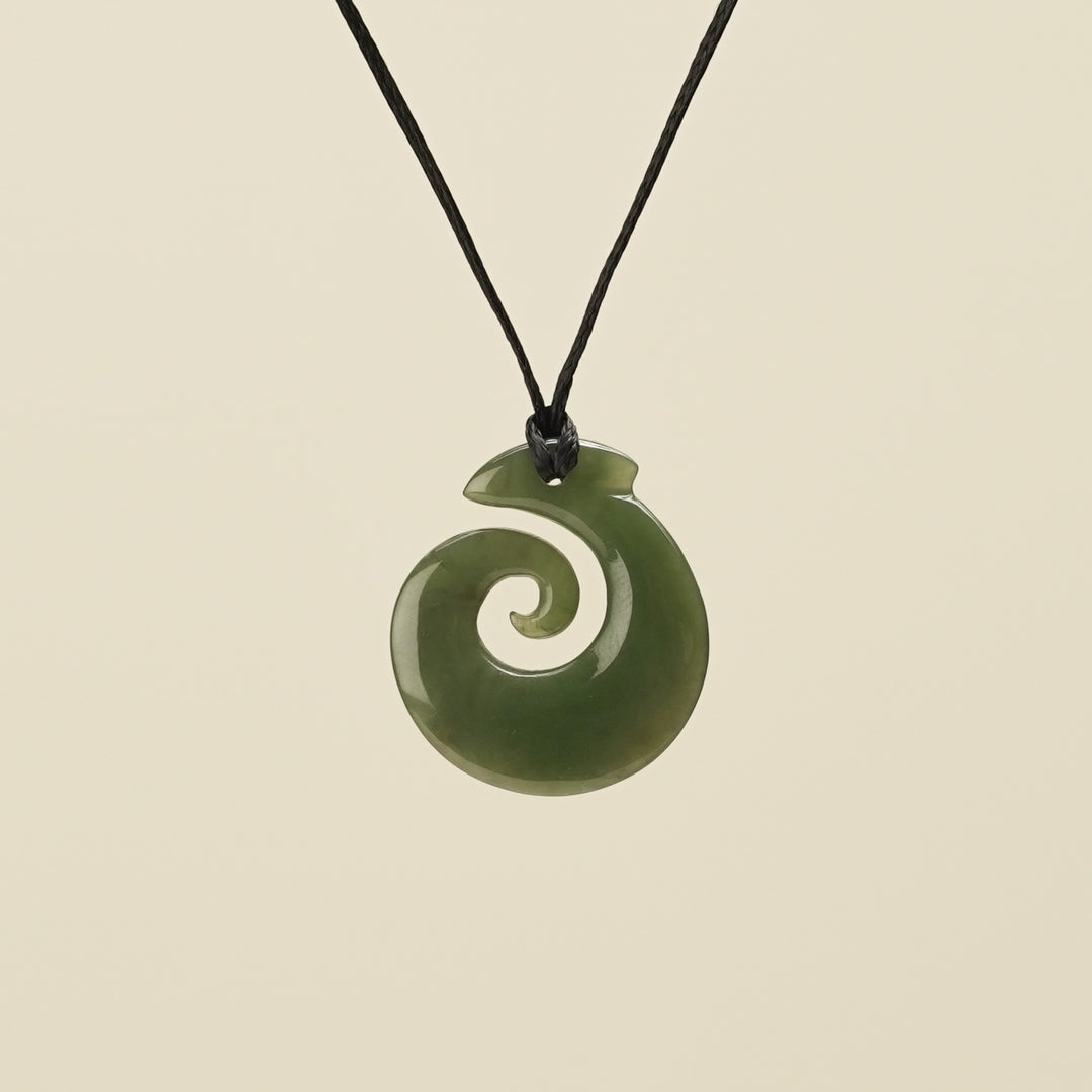 Koru with Hei Matau – Small Pendant