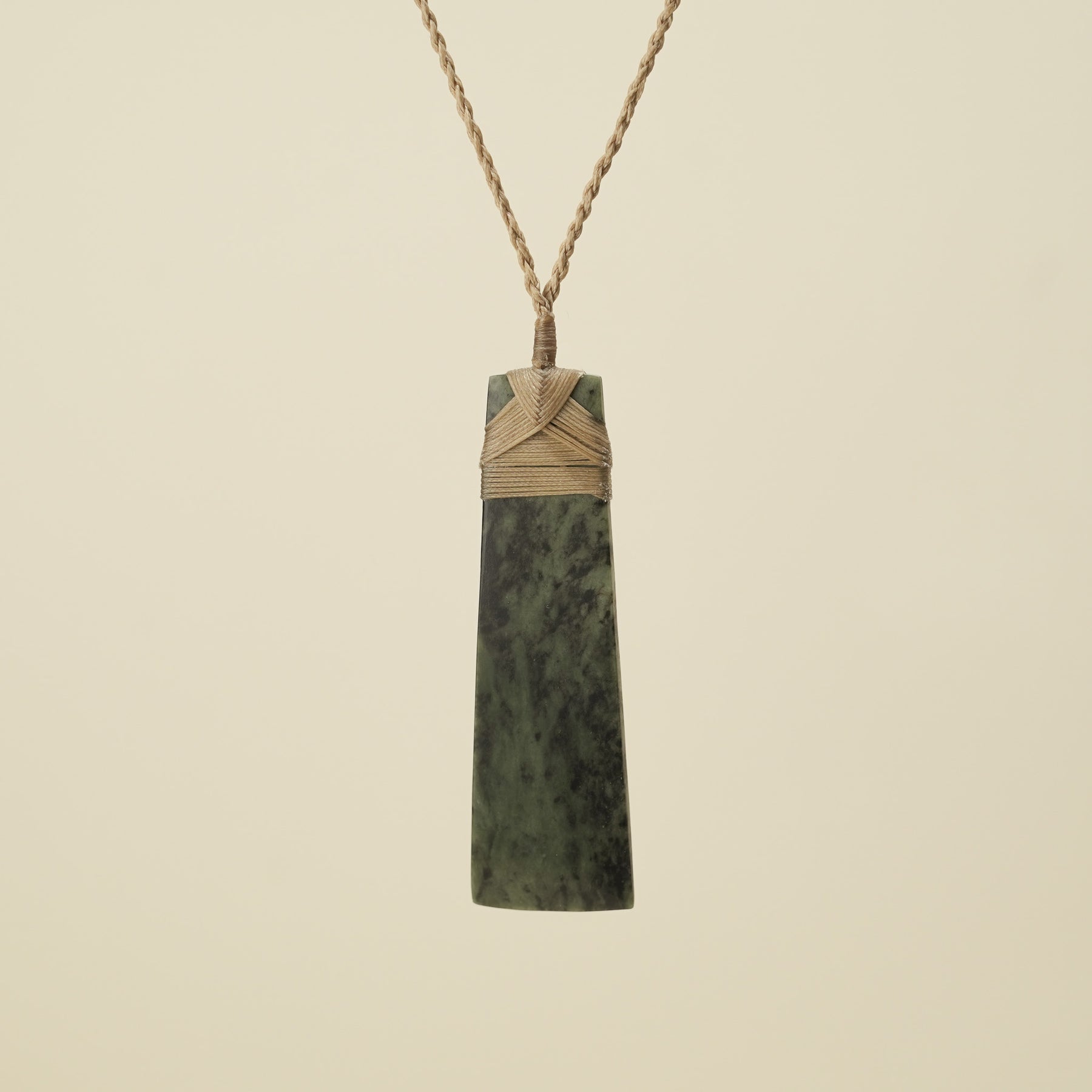 Toki Inanga Pounamu Large Pendant, Tan Binding – Arrowtown Stonework