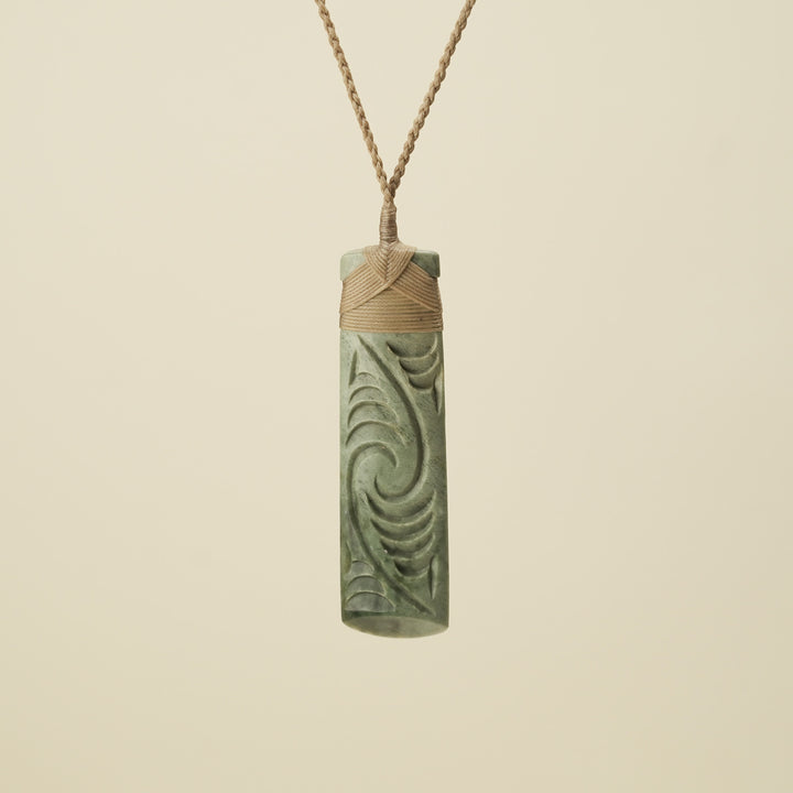 Toki Whakarei Carved Large Inanga Pounamu Pendant