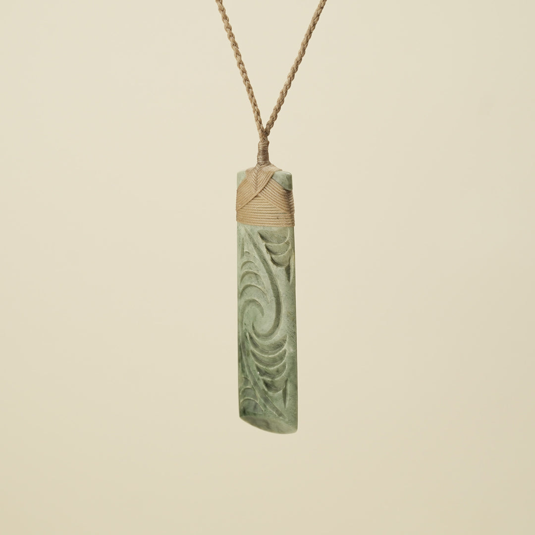 Toki Whakarei Carved Large Inanga Pounamu Pendant