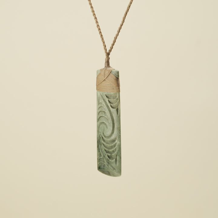 Toki Whakarei Carved Large Inanga Pounamu Pendant
