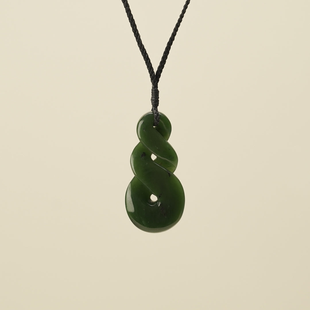Double Pikorua Kawakawa Greenstone Large Pendant