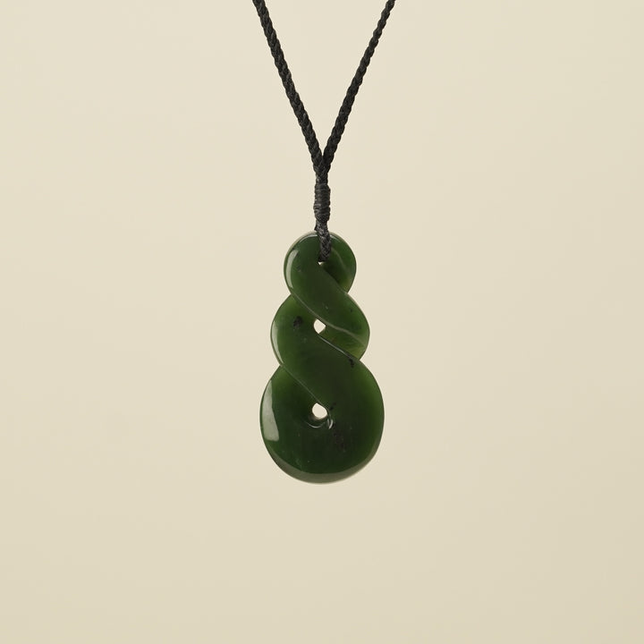 Double Pikorua Kawakawa Greenstone Large Pendant