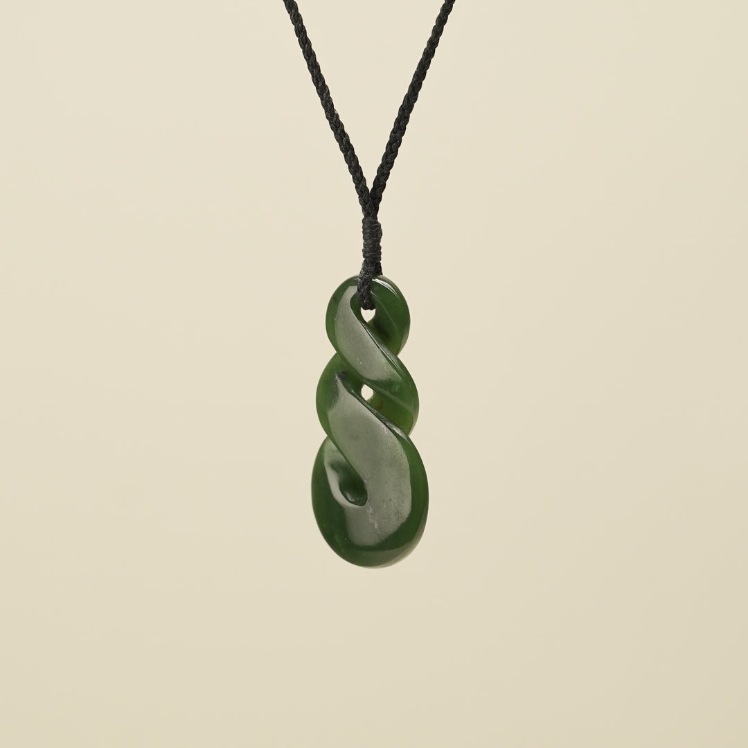 Double Pikorua Kawakawa Greenstone Large Pendant