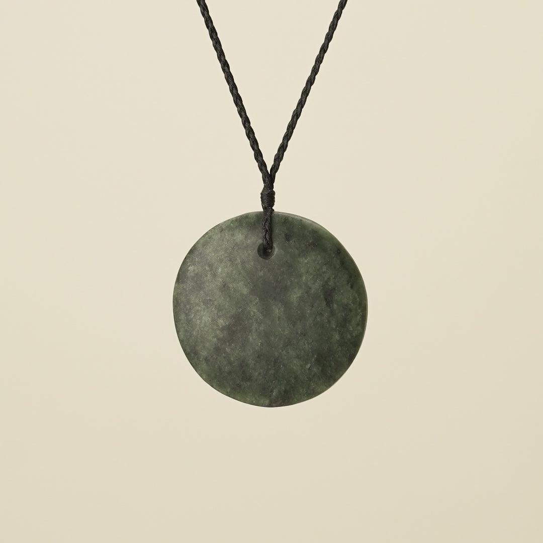 Koru Kawakawa Pounamu Pendant, Black Binding