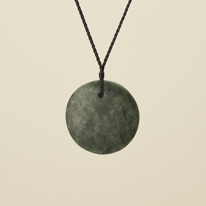 Koru Kawakawa Pounamu Pendant, Black Binding