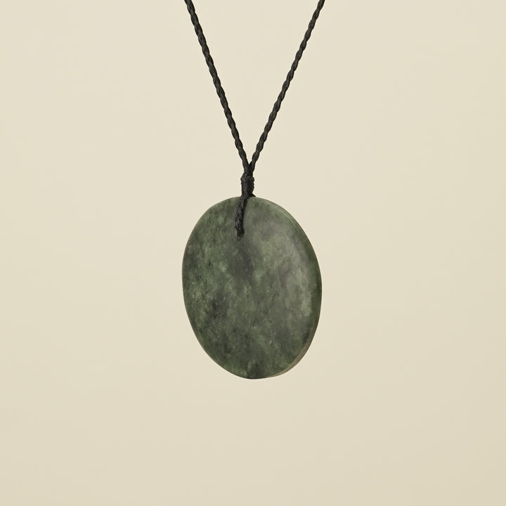 Koru Kawakawa Pounamu Pendant, Black Binding