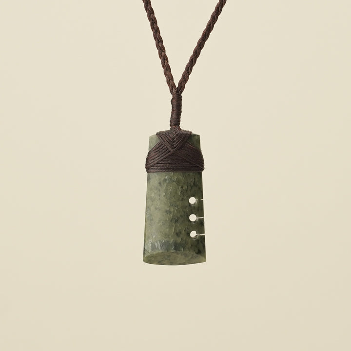 Notched Toki Kawakawa Raukaraka Small Pounamu Pendant