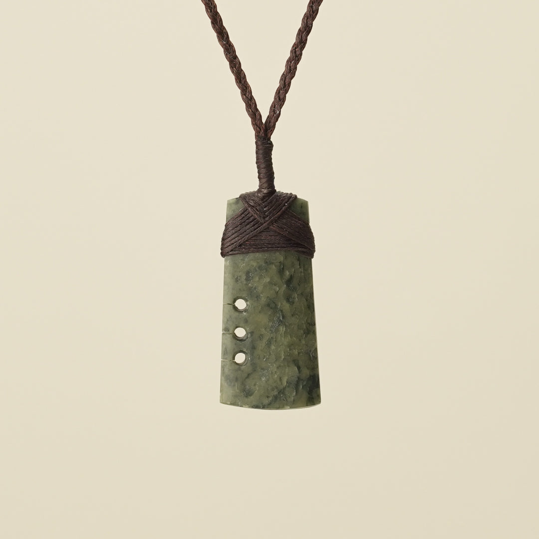 Notched Toki Kawakawa Raukaraka Small Pounamu Pendant