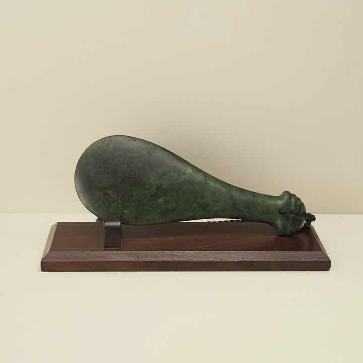 Mere Greenstone Medium Sculpture Kawakawa & Kauri Base