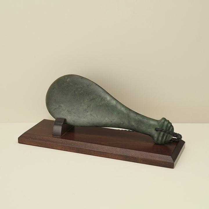 Mere Greenstone Medium Sculpture Kawakawa & Kauri Base