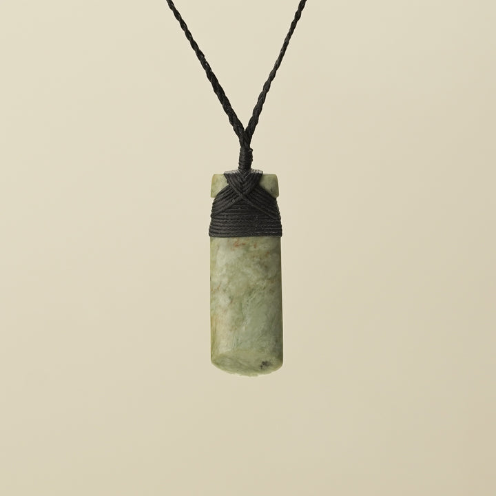 Medium Large Inanga Raukaraka Toki Pounamu Pendant Black Binding