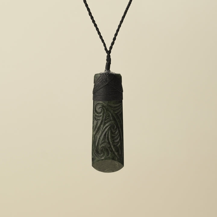 Toki Whakarei Carved Large Kawakawa Pounamu Pendant