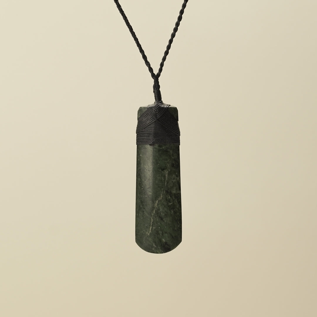 Toki Whakarei Carved Large Kawakawa Pounamu Pendant