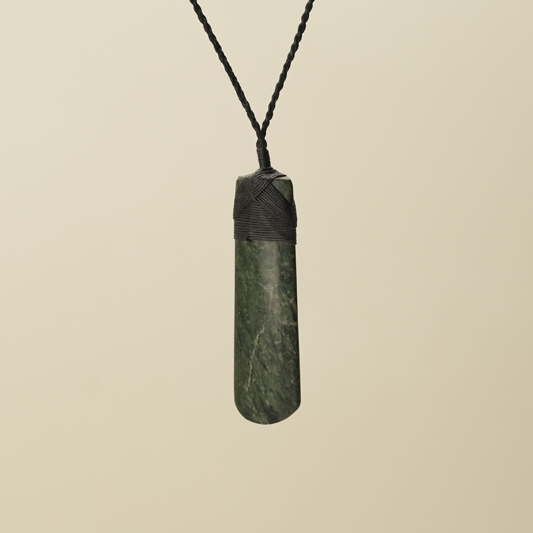 Toki Whakarei Carved Large Kawakawa Pounamu Pendant