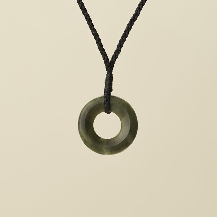 Porowhita Circle of Life Kawakawa Pounamu Small, Black Binding