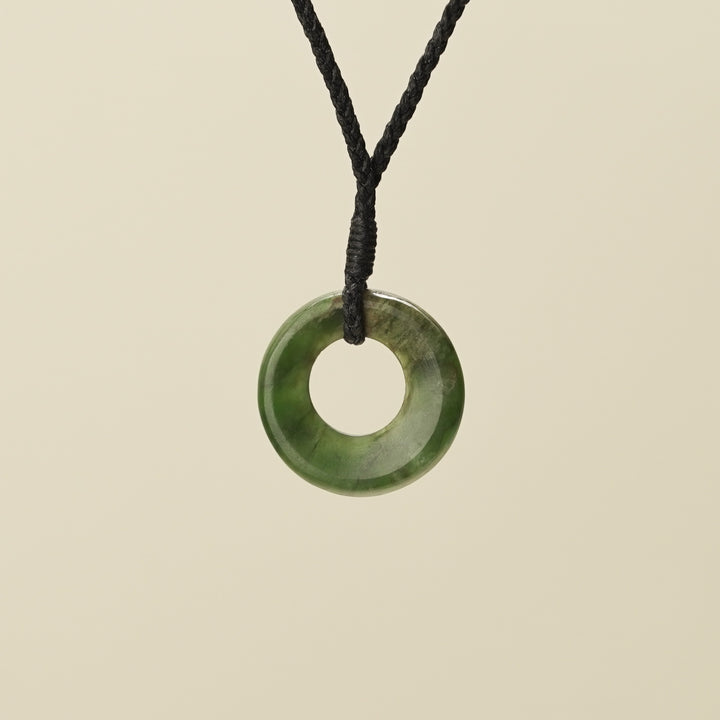 Porowhita Circle of Life Kawakawa Pounamu Small, Black Binding