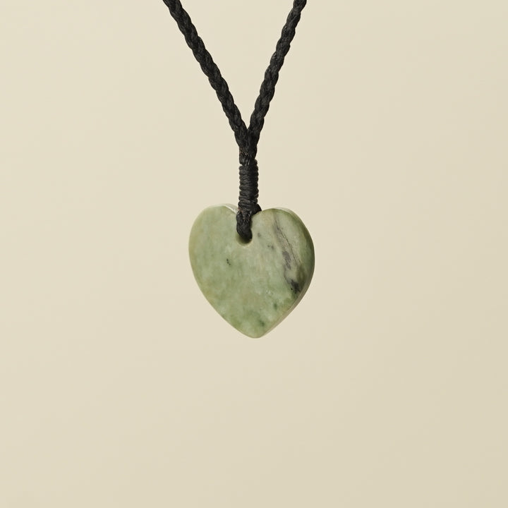 Manawa Inanga Small Pounamu Pendant, Black Binding