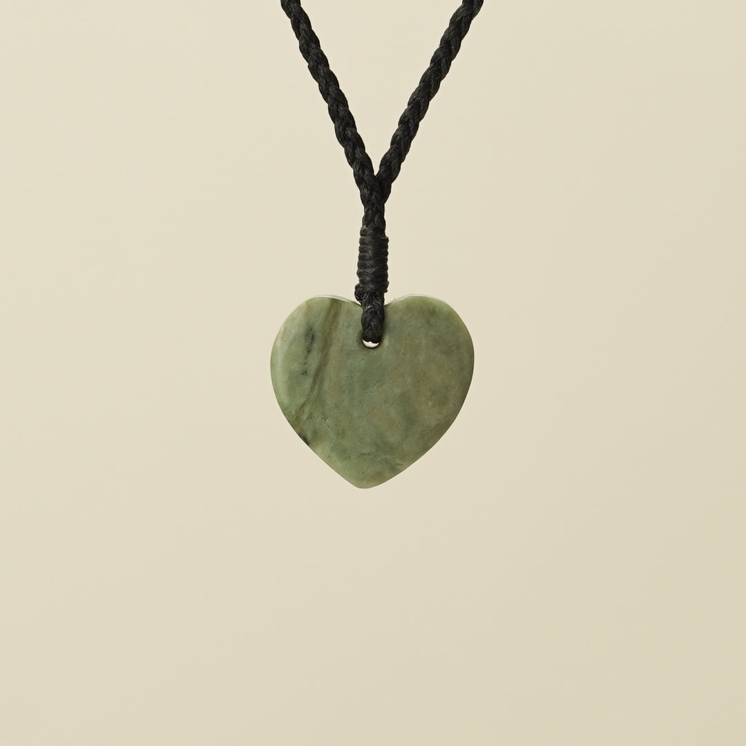 Manawa Inanga Small Pounamu Pendant, Black Binding