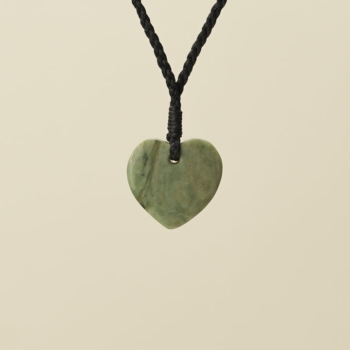 Manawa Inanga Small Pounamu Pendant, Black Binding