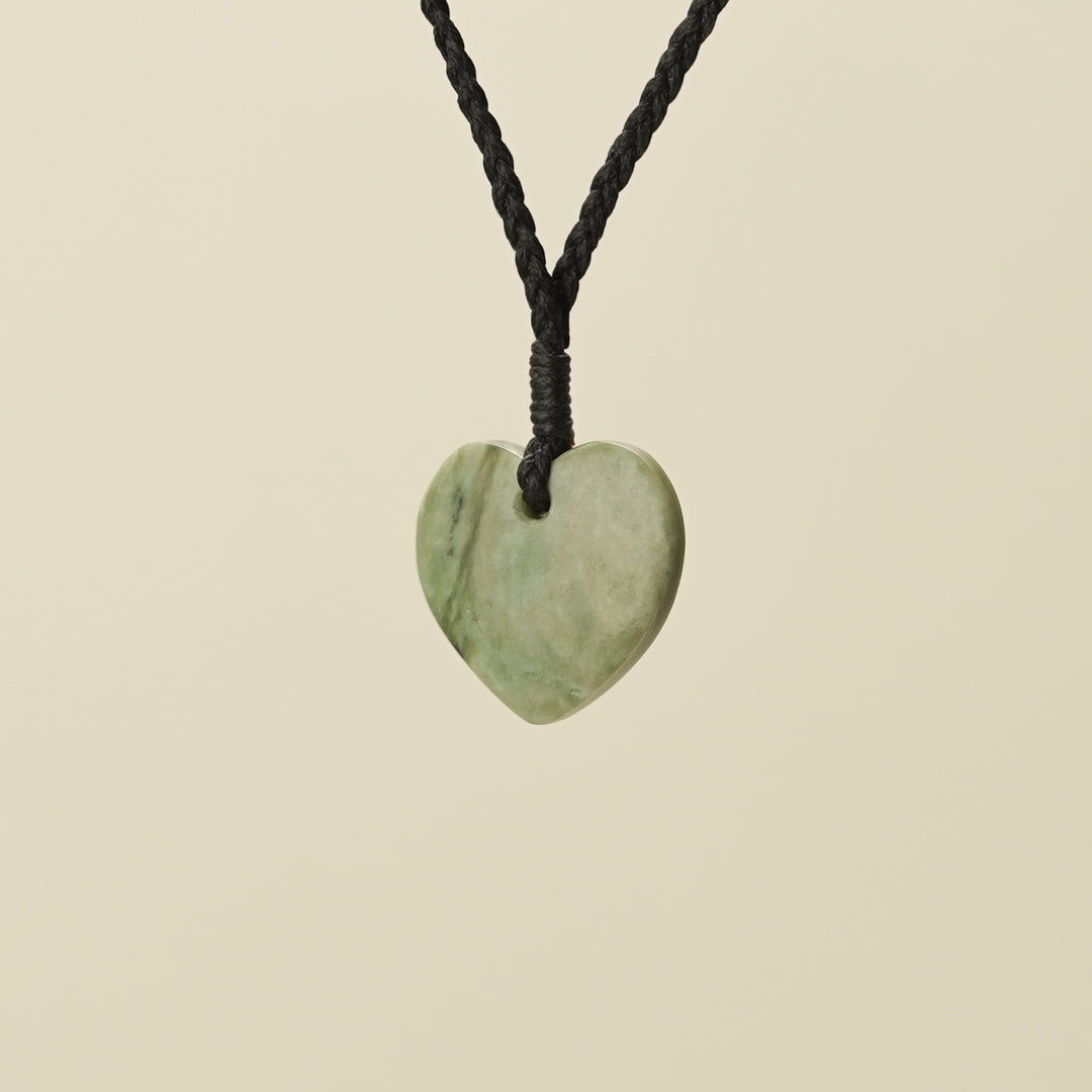 Manawa Inanga Small Pounamu Pendant, Black Binding
