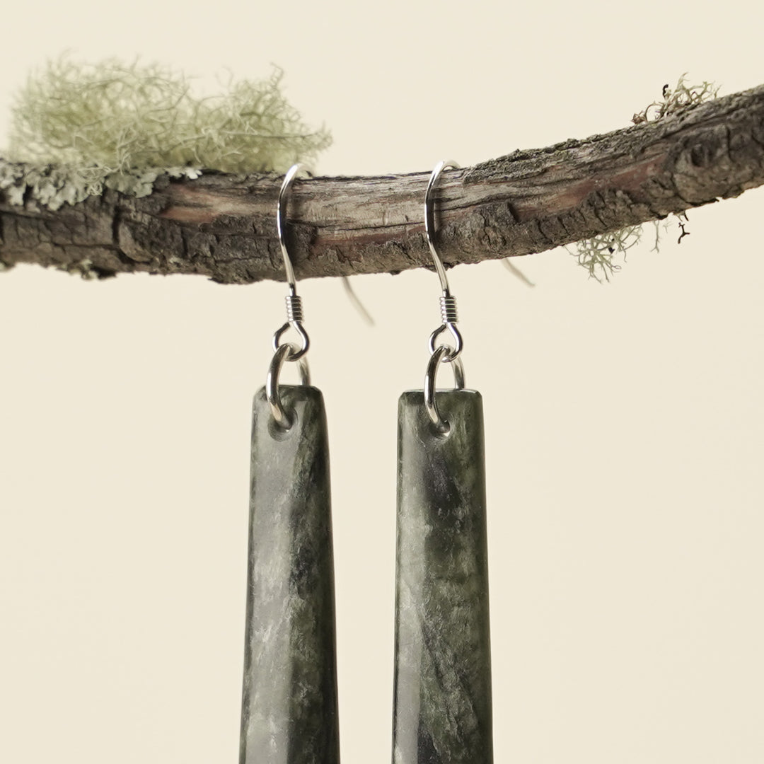 Drop Hapopo Pounamu Small Medium Earrings 50mm