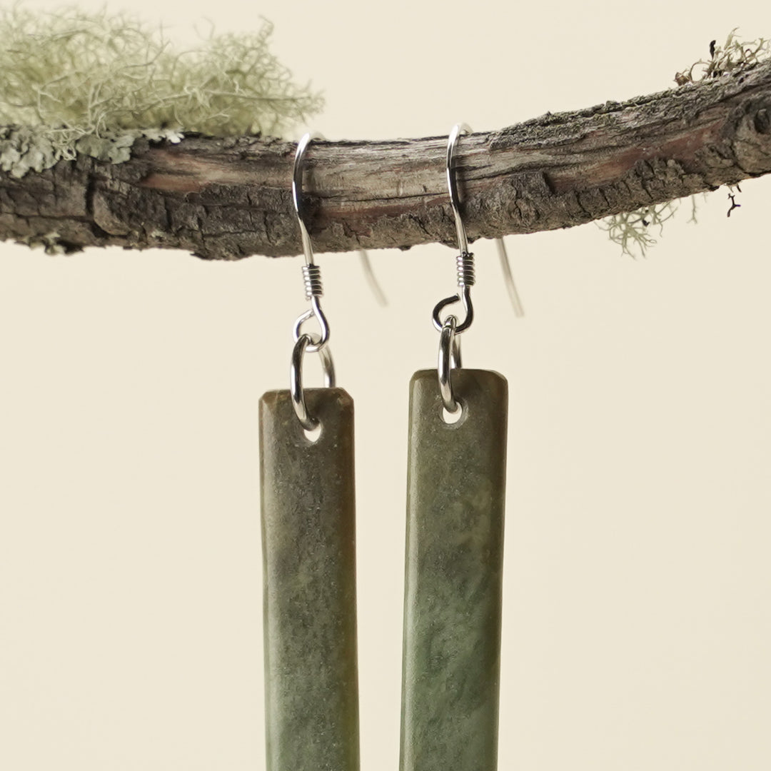 Drop Inanga Pounamu Small Medium Earrings 50mm