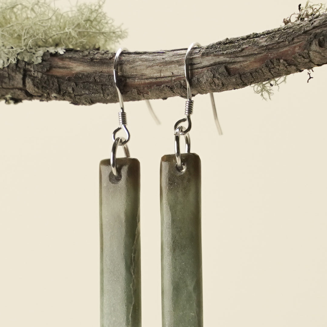 Drop Inanga Pounamu Small Medium Earrings 50mm