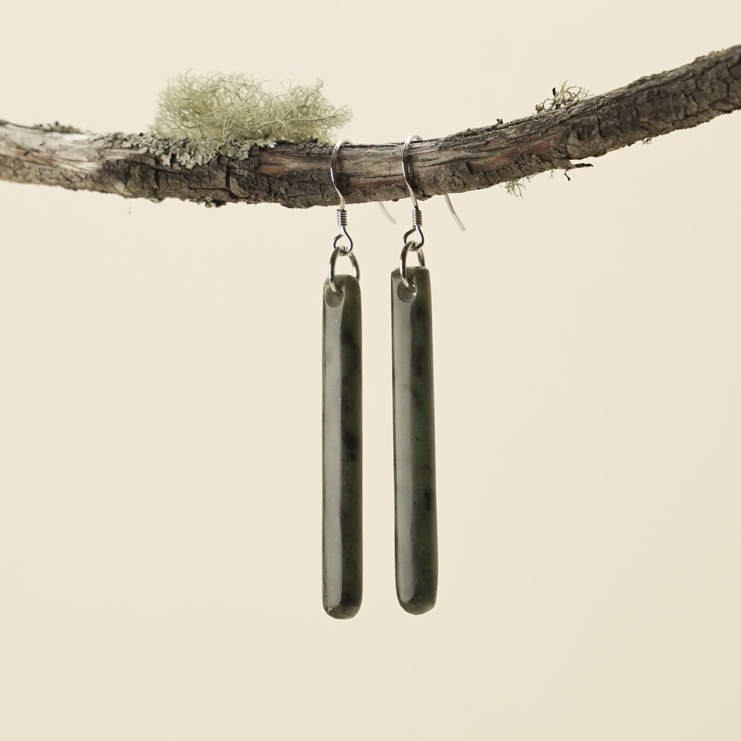 Drop Kawakawa Pounamu Medium Earrings 60mm