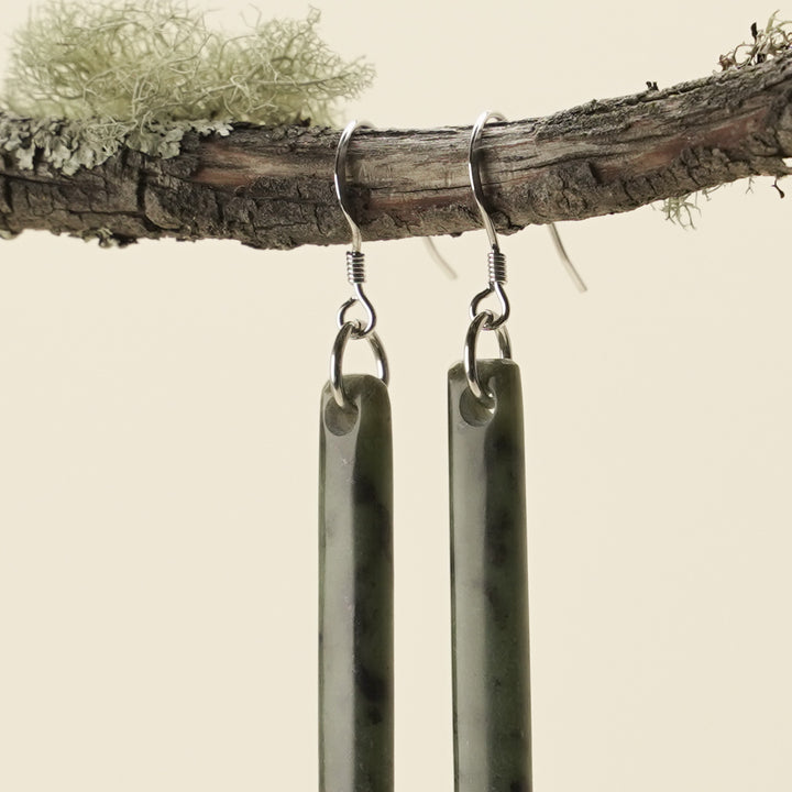 Drop Kawakawa Pounamu Medium Earrings 60mm