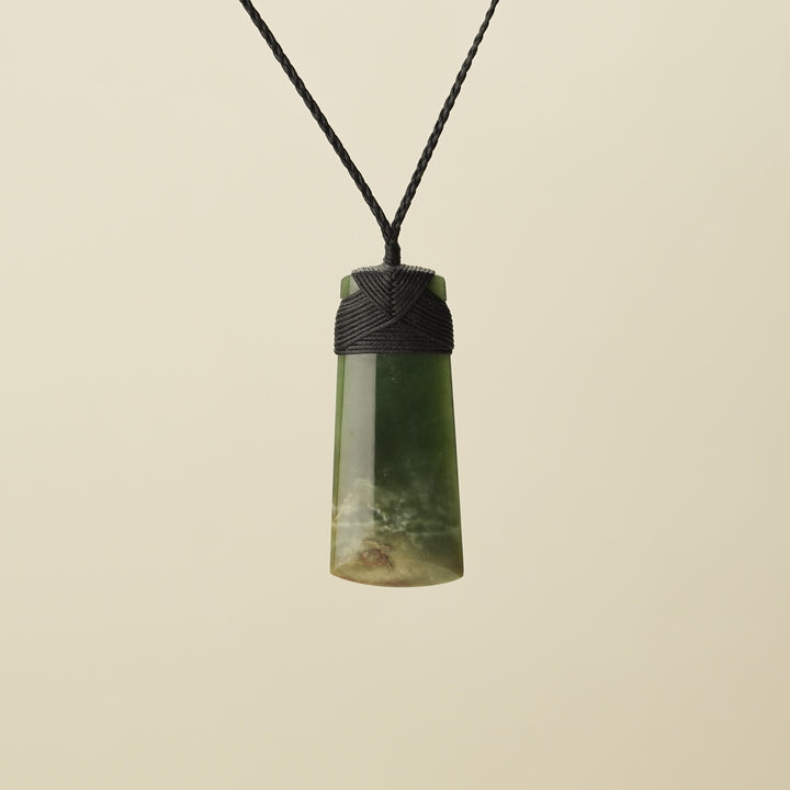 Toki Kahurangi Raukaraka Polished Pounamu Large, Black Binding