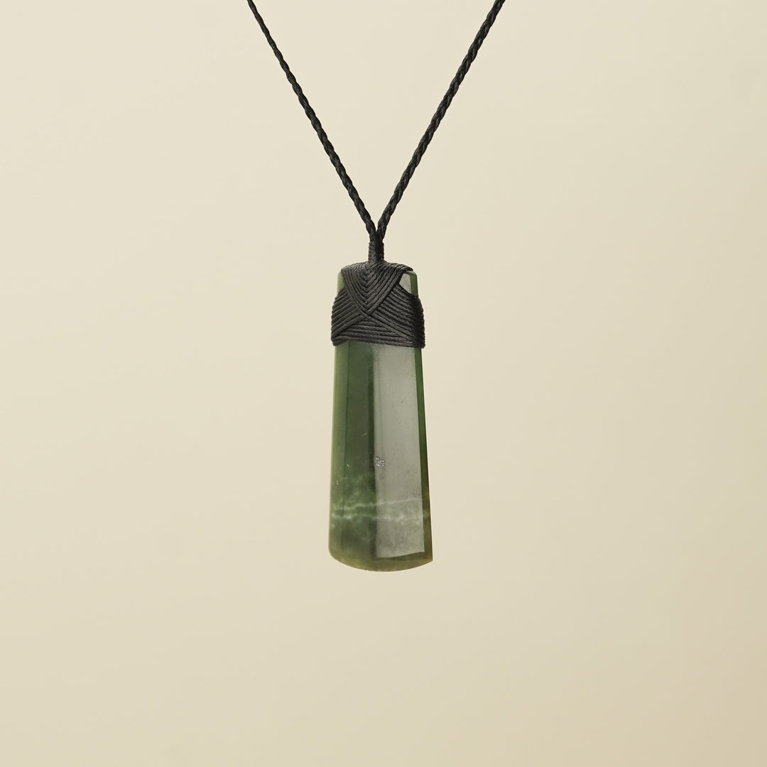 Toki Kahurangi Raukaraka Polished Pounamu Large, Black Binding