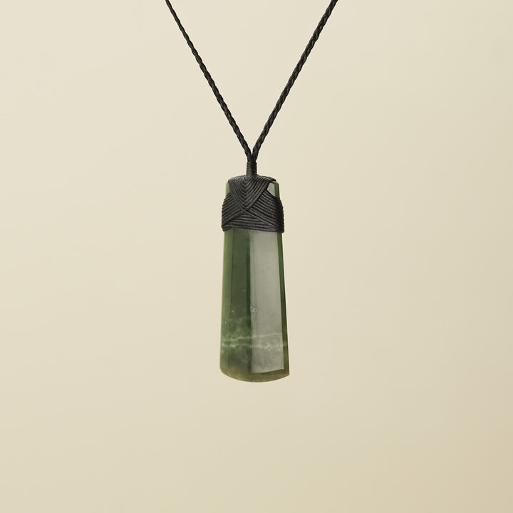 Toki Kahurangi Raukaraka Polished Pounamu Large, Black Binding