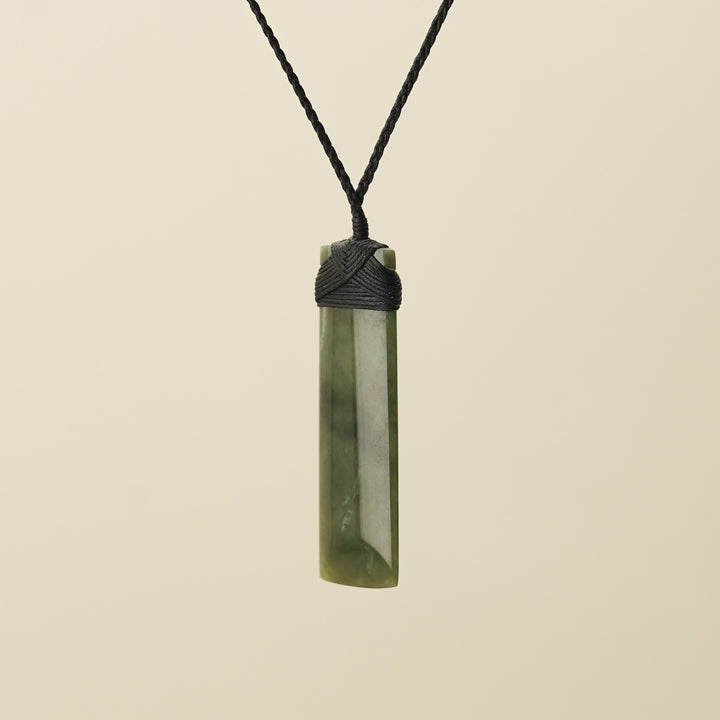 Toki Kahurangi Raukaraka Polished Pounamu Large, Black Binding