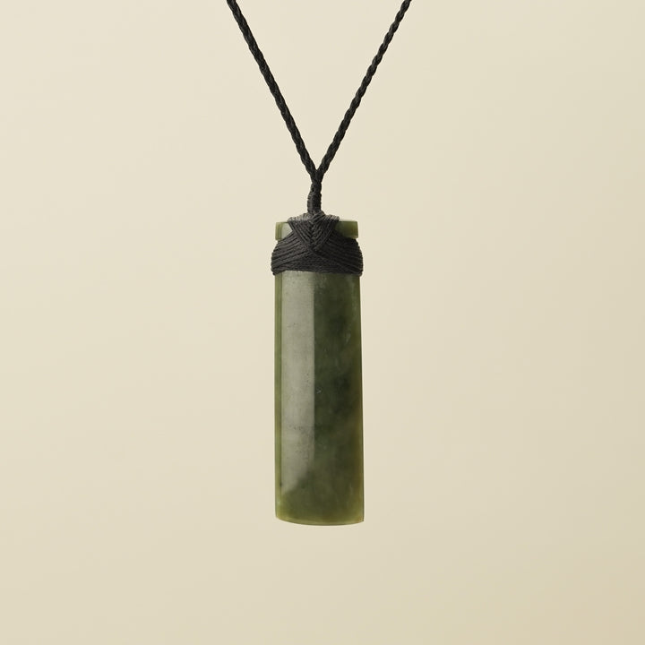 Toki Kahurangi Raukaraka Polished Pounamu Large, Black Binding