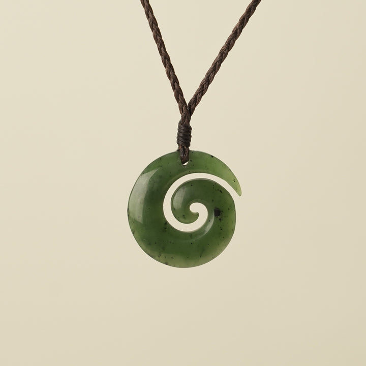 Koru Open Greenstone Small Pendant