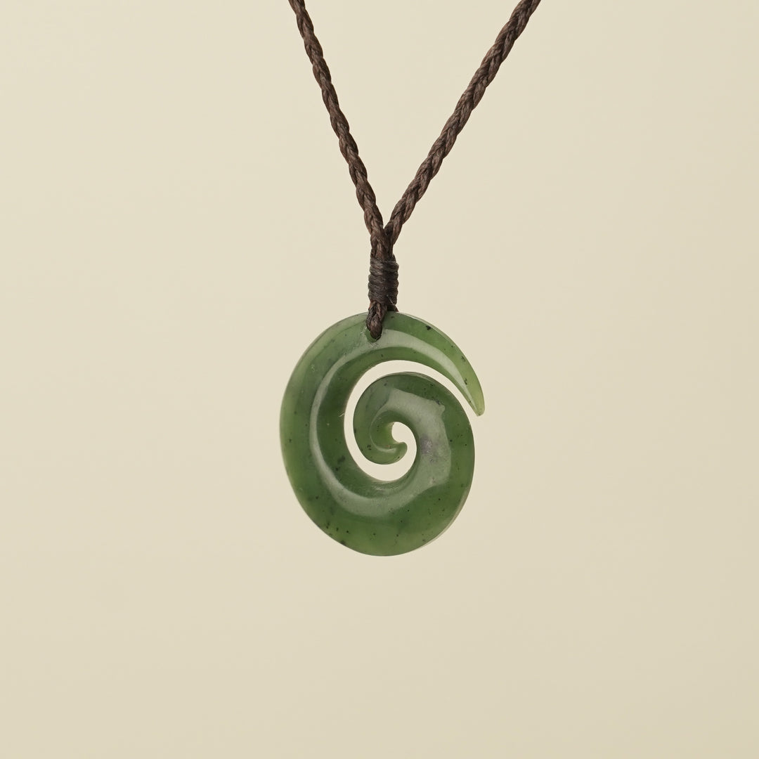 Koru Open Greenstone Small Pendant