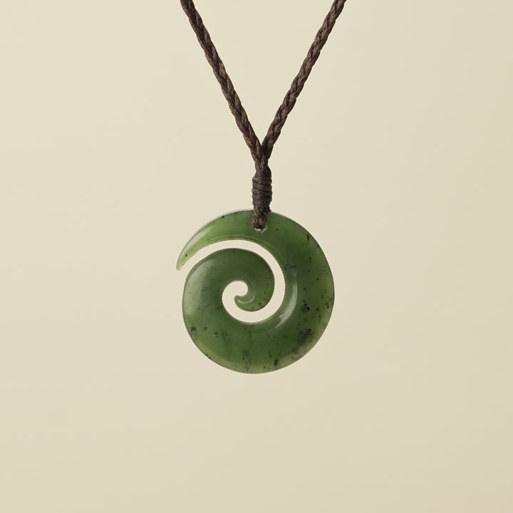 Koru Open Greenstone Small Pendant