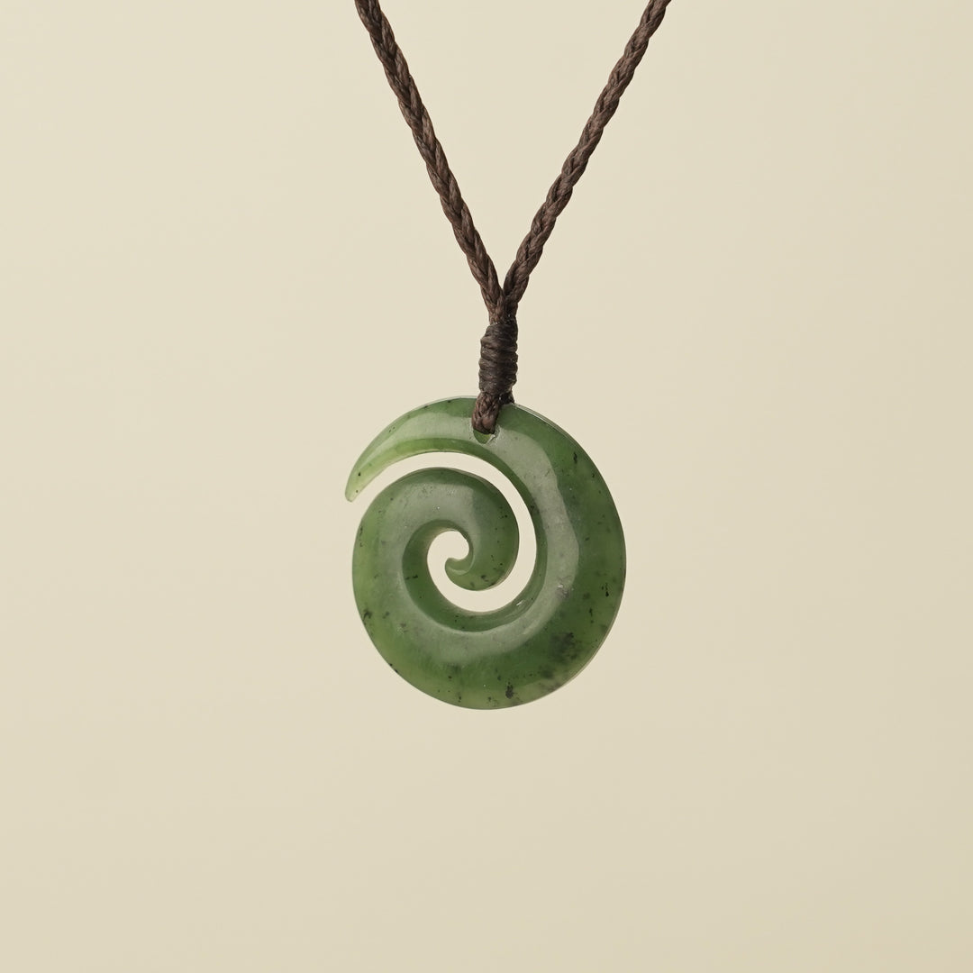 Koru Open Greenstone Small Pendant