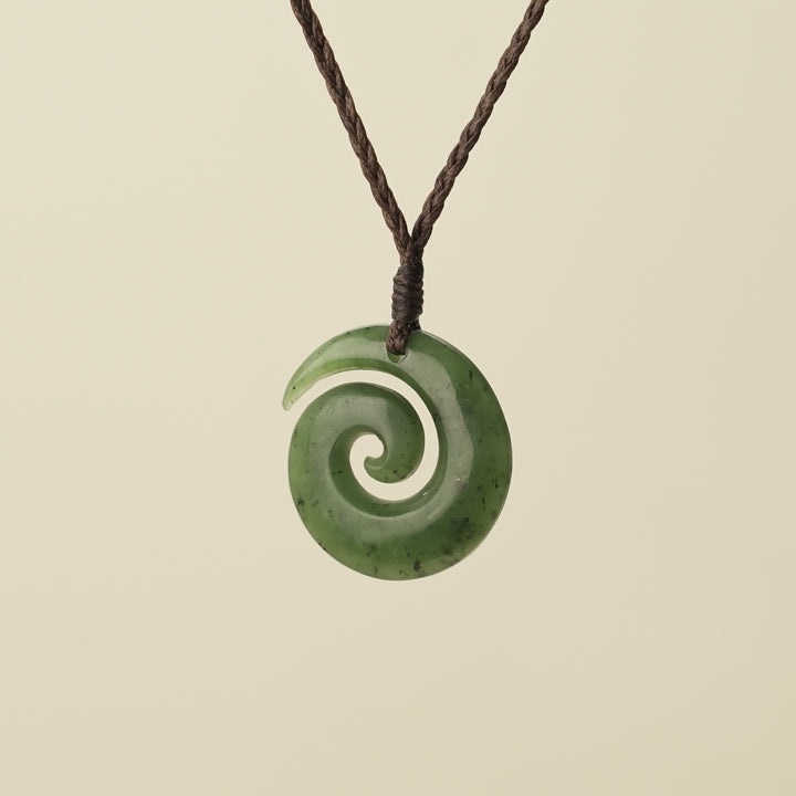 Koru Open Greenstone Small Pendant