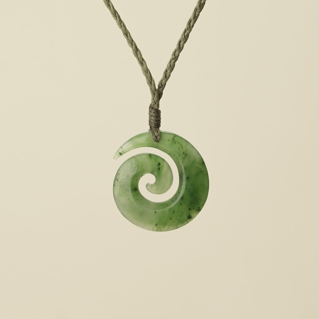 Koru Open Greenstone Small Pendant