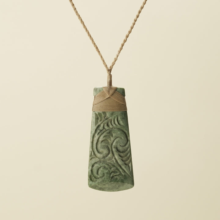 Toki Whakarei Carved Large Inanga Pounamu Pendant