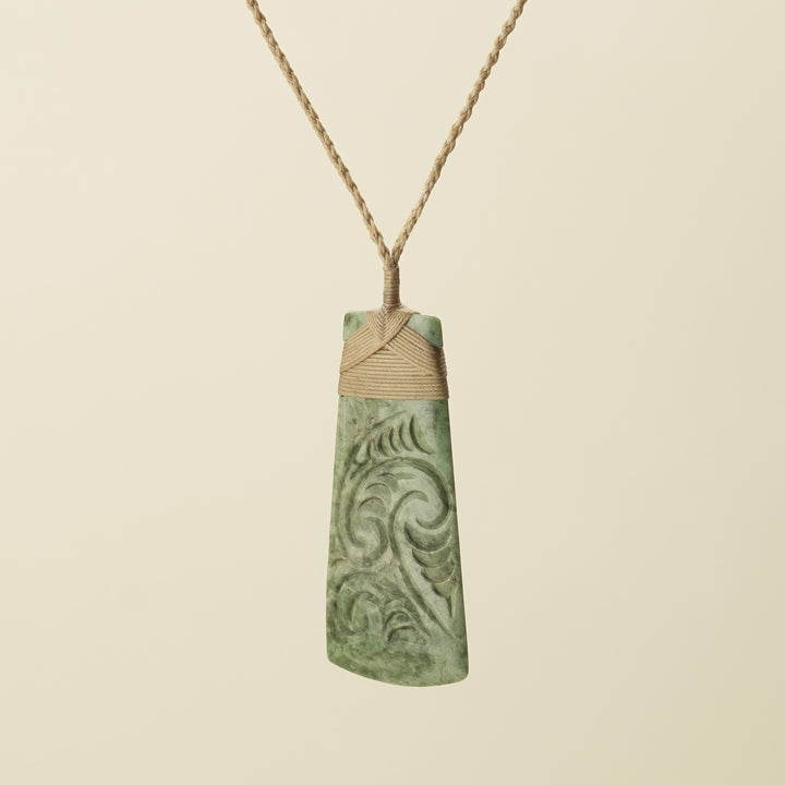 Toki Whakarei Carved Large Inanga Pounamu Pendant