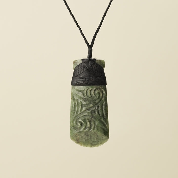 Toki Whakarei Carved Medium Large Inanga Pounamu Pendant