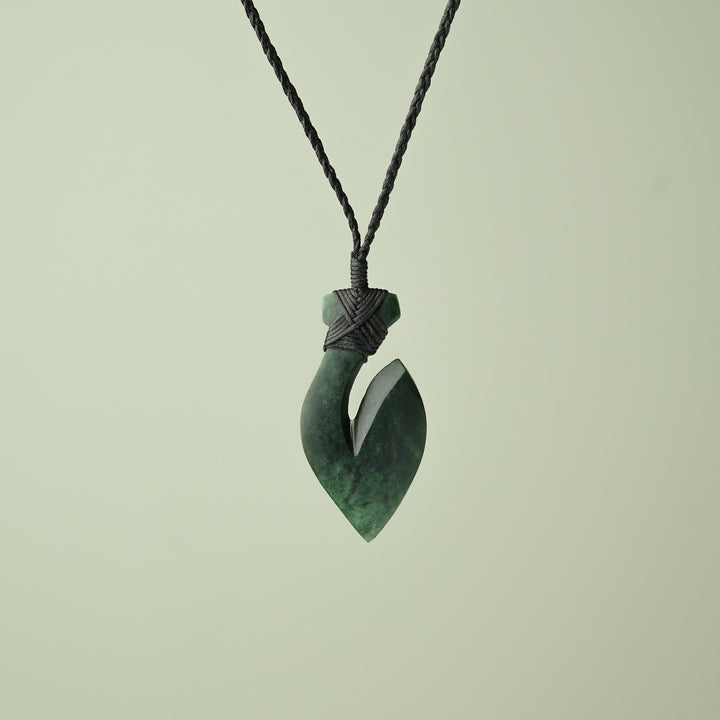 Medium Kawakawa Greenstone Hei Matau Pendant
