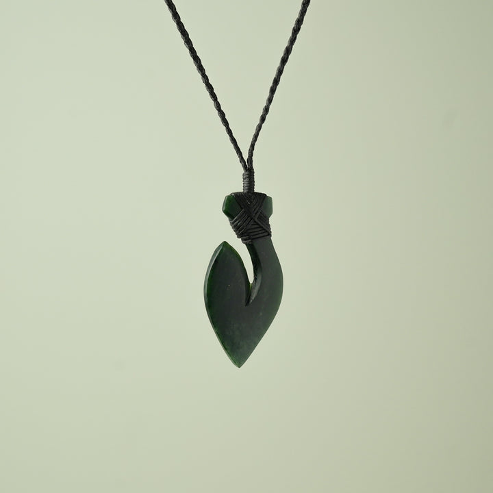 Medium Kawakawa Greenstone Hei Matau Pendant