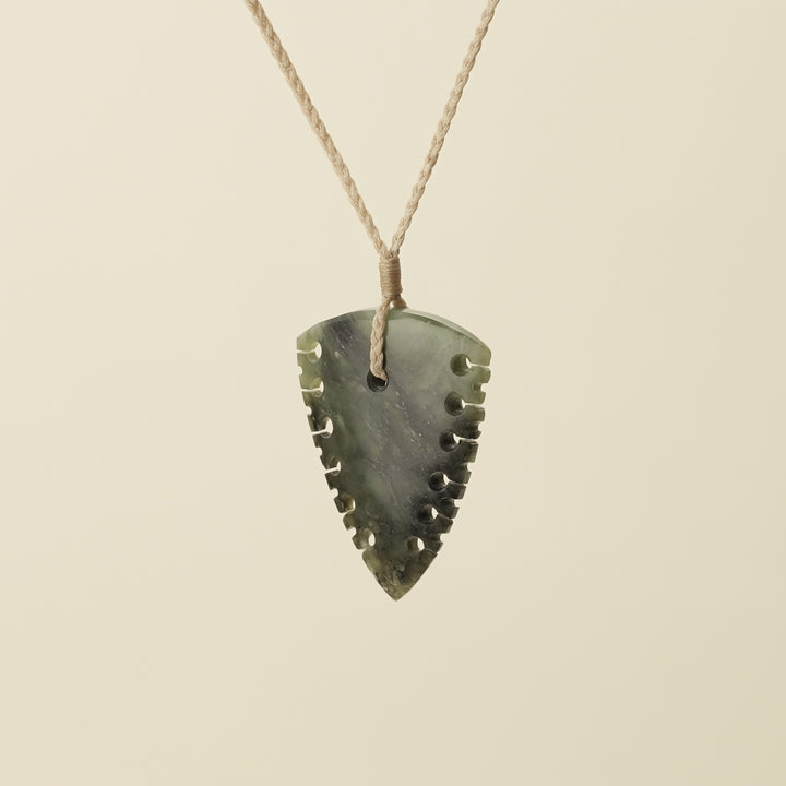 Notched Niho Tooth Hapopo Pounamu Medium Pendant