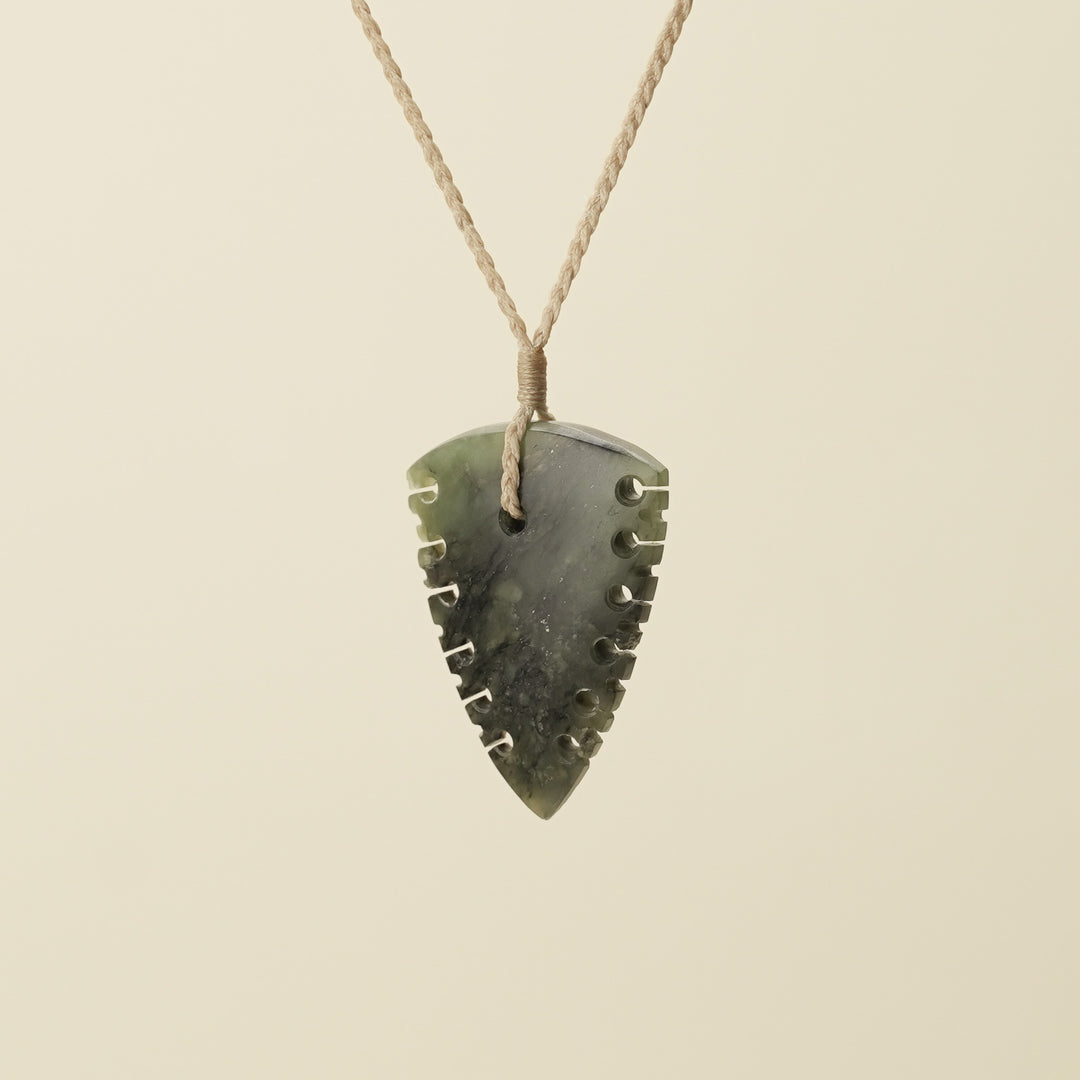 Notched Niho Tooth Hapopo Pounamu Medium Pendant
